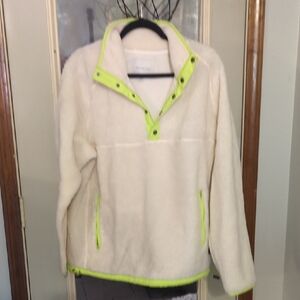 American Eagle Outfitters Cream and Green Sporty Hoodie